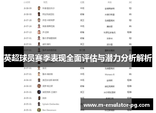 英超球员赛季表现全面评估与潜力分析解析 英超球员赛季表现全面评估与潜力分析解析